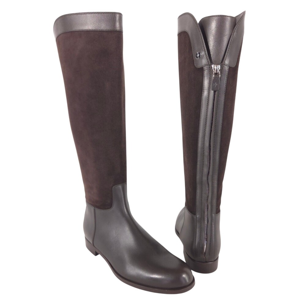Loro Piana Suede Panel Knee High Boots US 11 IT 41 Womens Brown